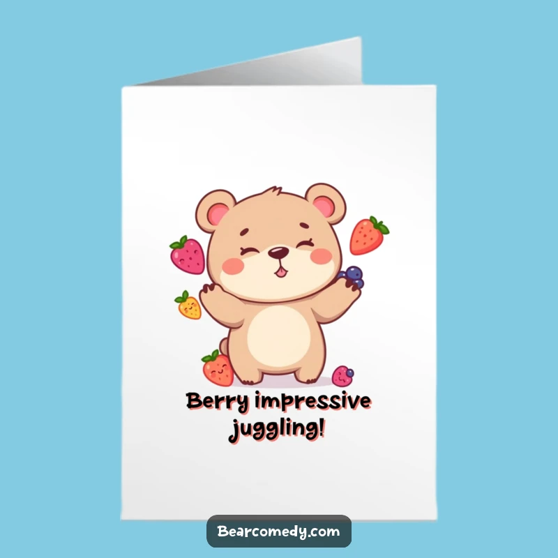 Free Printable Congrats Card: Funny Bear Juggling, Humorous Downloadable Gift