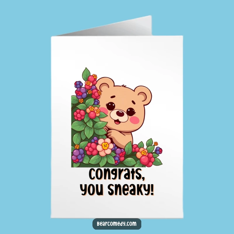 Free Printable Bear Congrats Card: Funny Berry Peek Downloadable Gift