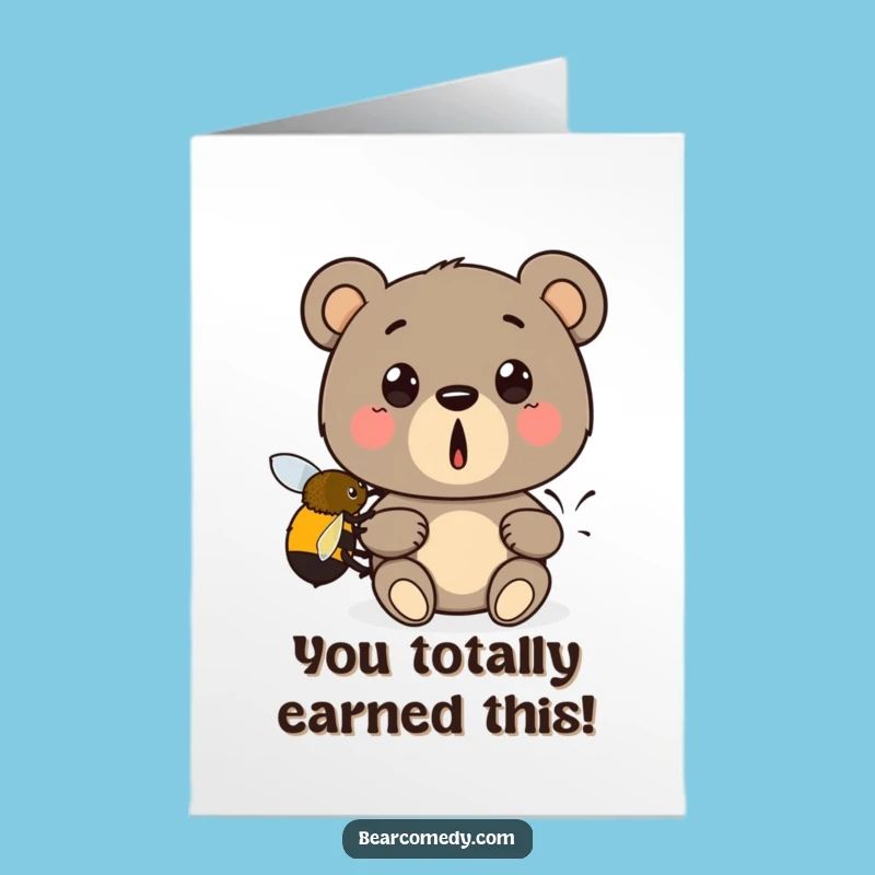 Free Printable Bear & Bee Congrats Card: Humorous Downloadable Gift for Big Achievements
