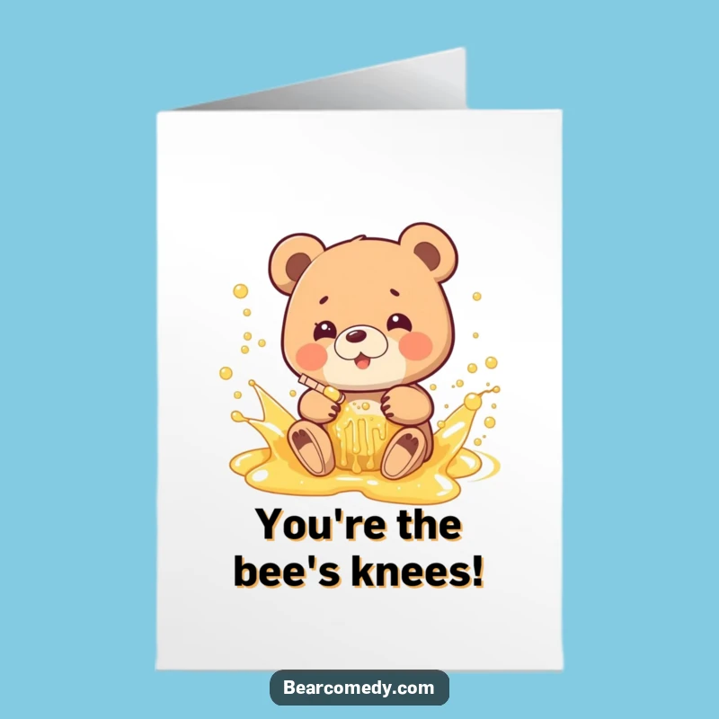 Free Printable Bear Honey Splash Congratulations Card: Sweet Downloadable Humor Gift