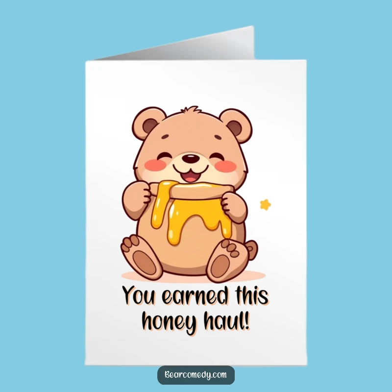 Free Printable Beary Congrats Card: Funny Honey Hug Downloadable for Any Win