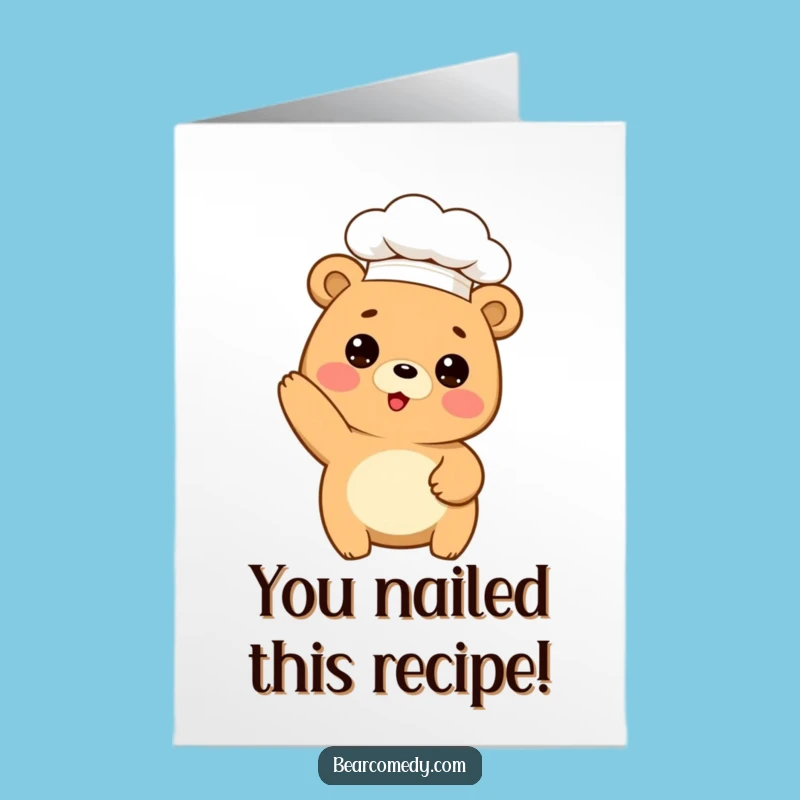 Free Printable Chef Bear Congrats Card: Funny Downloadable Baker Achievement