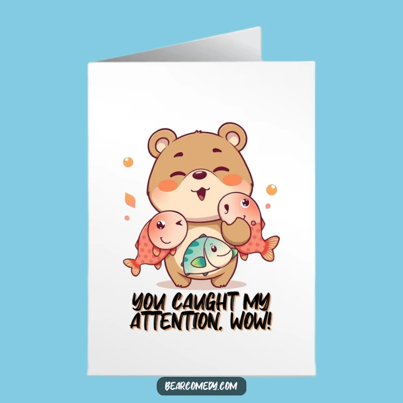 Free Printable Congrats Card: Bear's Fishy Feats, Funny Downloadable Gift
