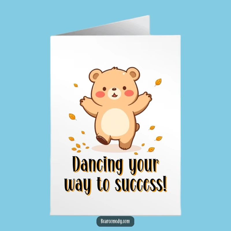 Free Printable Congrats Card: Bear's Happy Dance, Downloadable Gift