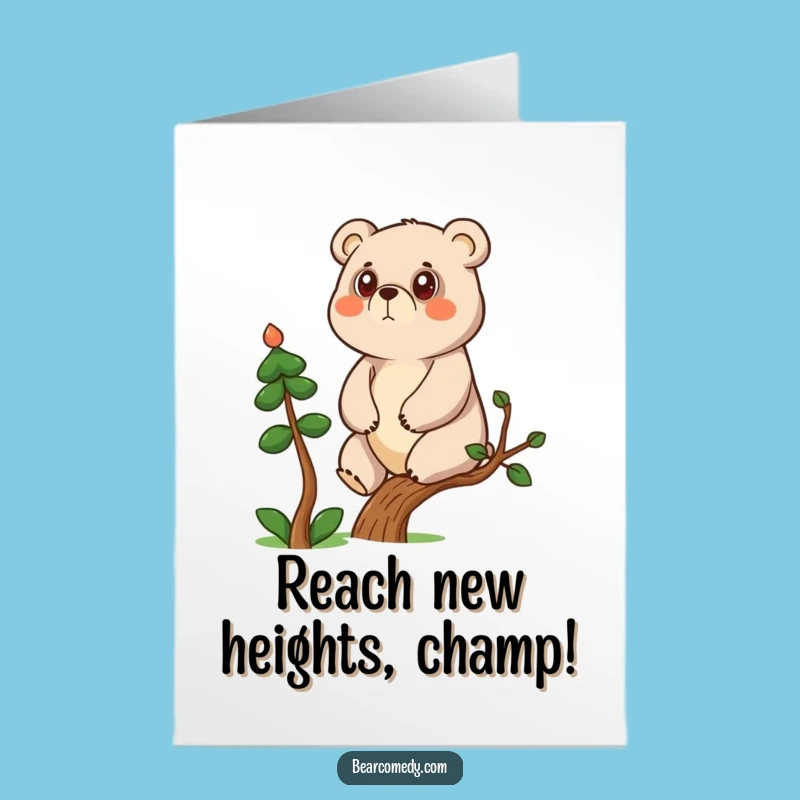 Free Printable Congrats Card: Determined Bear Climbs to Celebrate Downloadable Gift