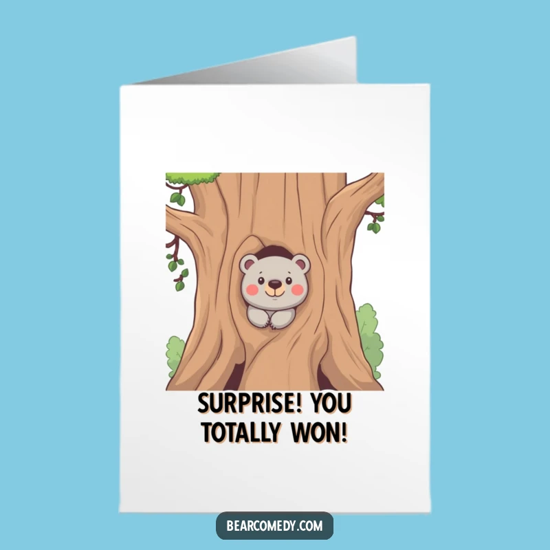 Mischievous Bear Free Printable Congrats Card: Playful Surprise, Easy Download & Print at Home