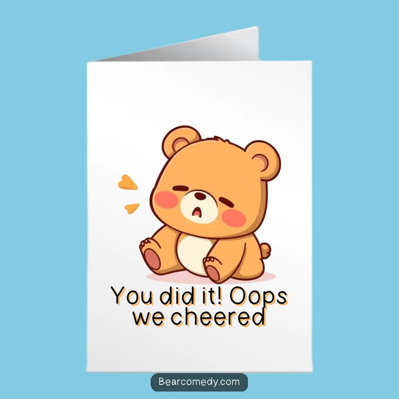 Oops Bear Free Printable Congratulations Card: Surprise Success, Easy Download & Print at Home