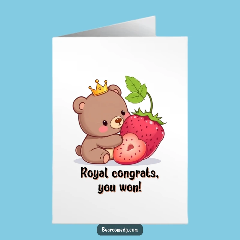 Free Printable Bear Congrats Card: Tiny Crown Bear Nudges Success