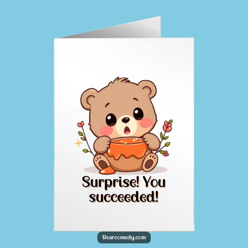 Free Printable Congrats Card: Surprised Bear Jam Funny Downloadable Gift