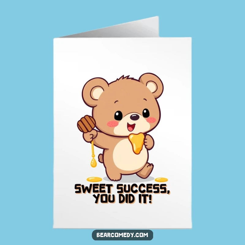 Free Printable Bear Congrats Card: Tripping Honey Bear for Success!