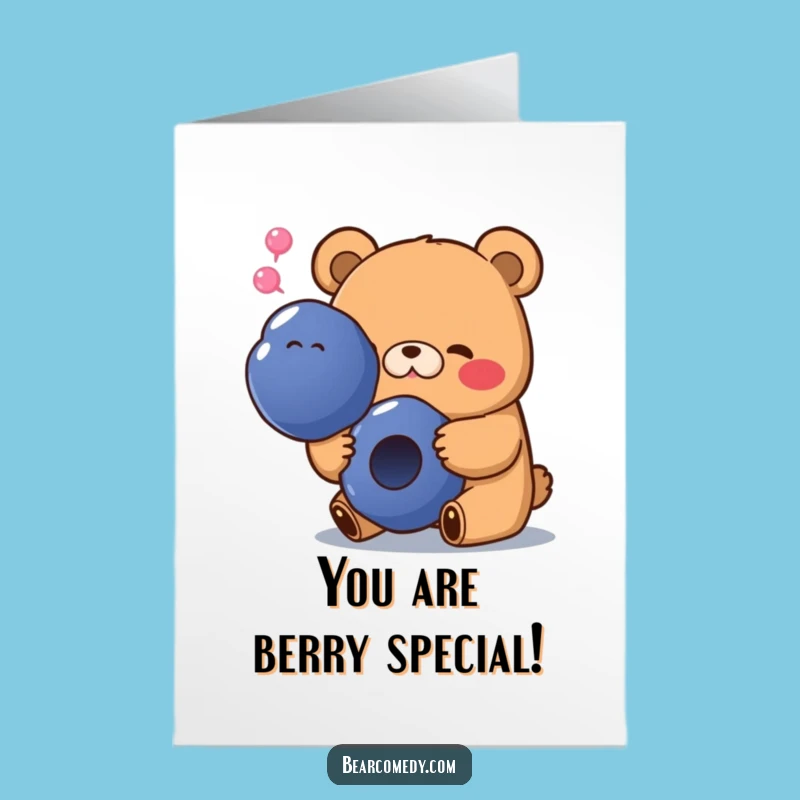 Free Printable Bear Blueberry Congrats Card: Happy Munch Downloadable Humor Gift