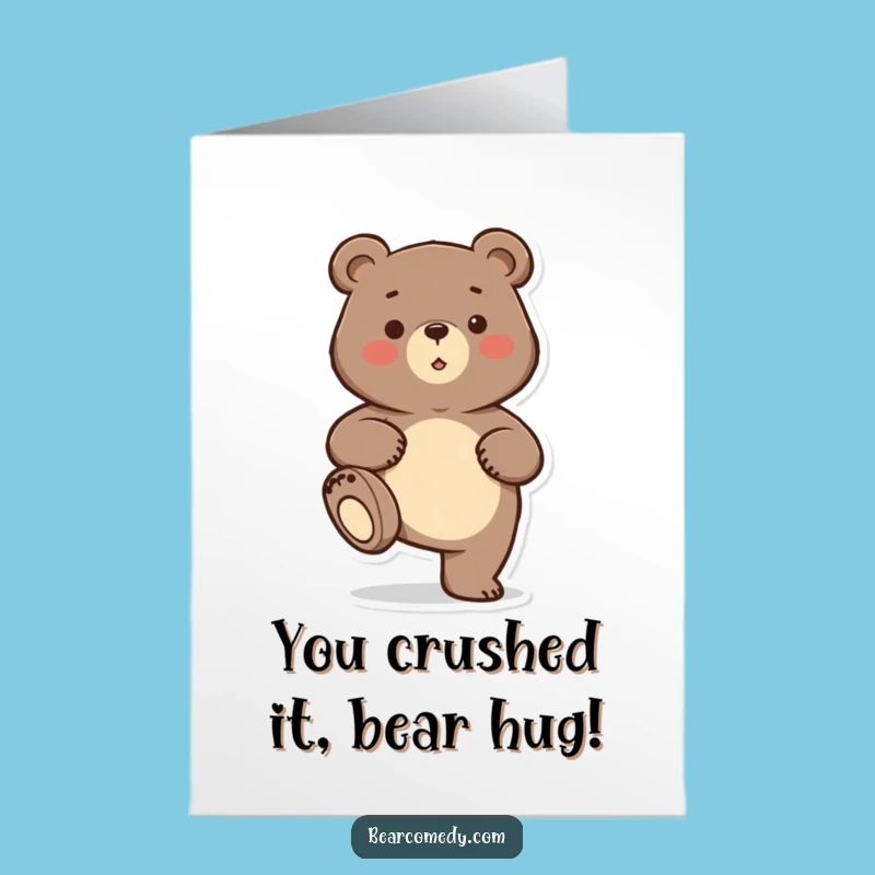 Free Printable Congrats Card: Stomping Bear Expresses Joyful Downloadable Gift