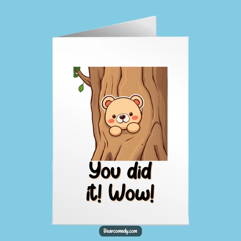 Free Printable Congrats Card: Curious Bear Peek, Funny Announcement, Instant Download