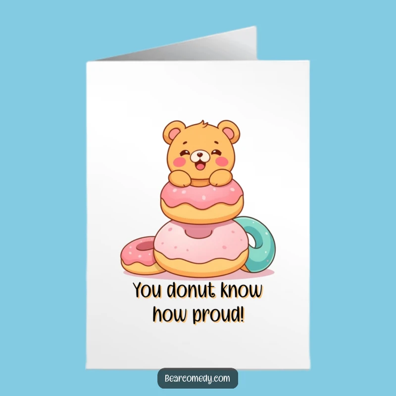 Free Printable Congrats Card: Bear's Donut Triumph, Funny Downloadable Gift