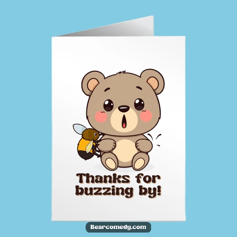 Free Printable Bear & Bee Thank You Card: Humorous Downloadable Gift for Gratitude