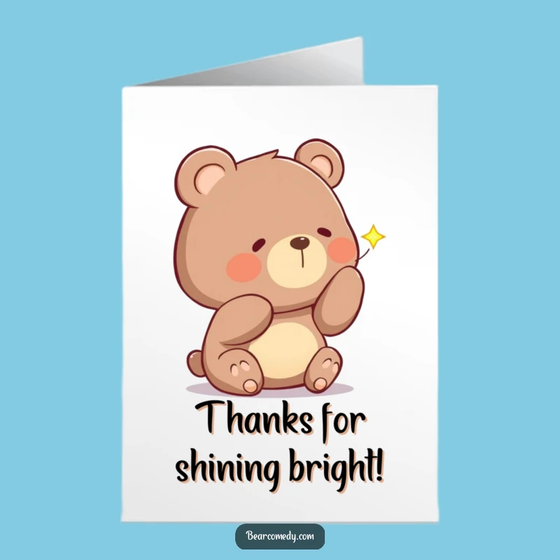 Free Printable Bear Thank You Card: Funny Firefly Glow Downloadable Gift
