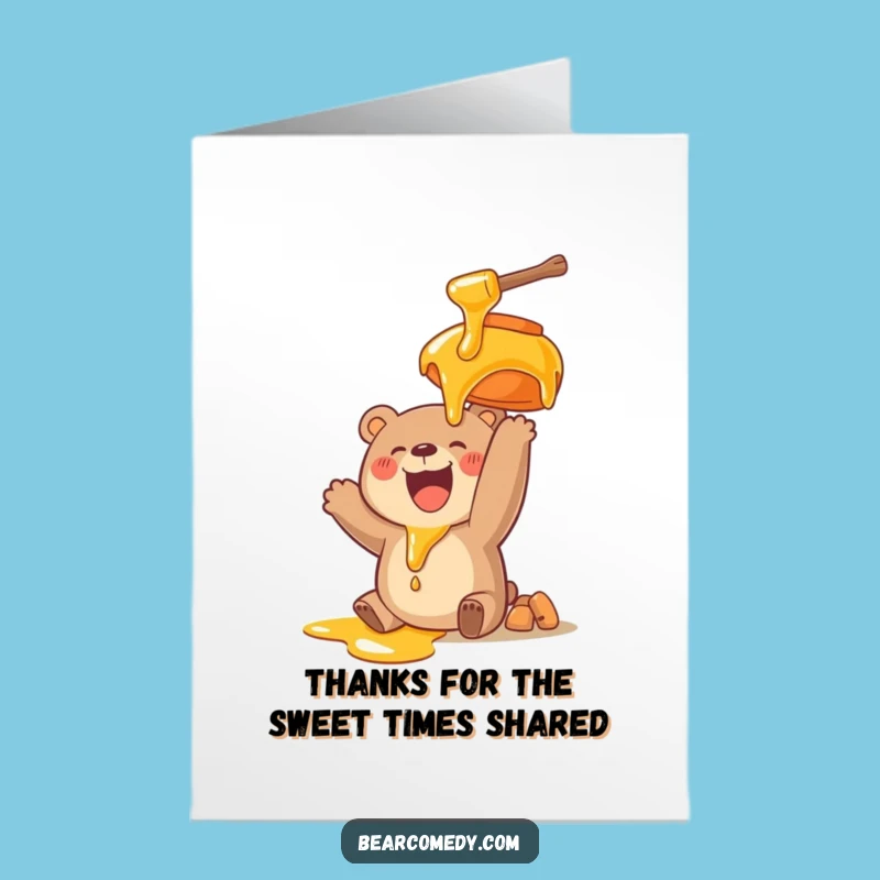 Free Printable Bear Thank You Card: Sweet Appreciation with Honey Humor Downloadable