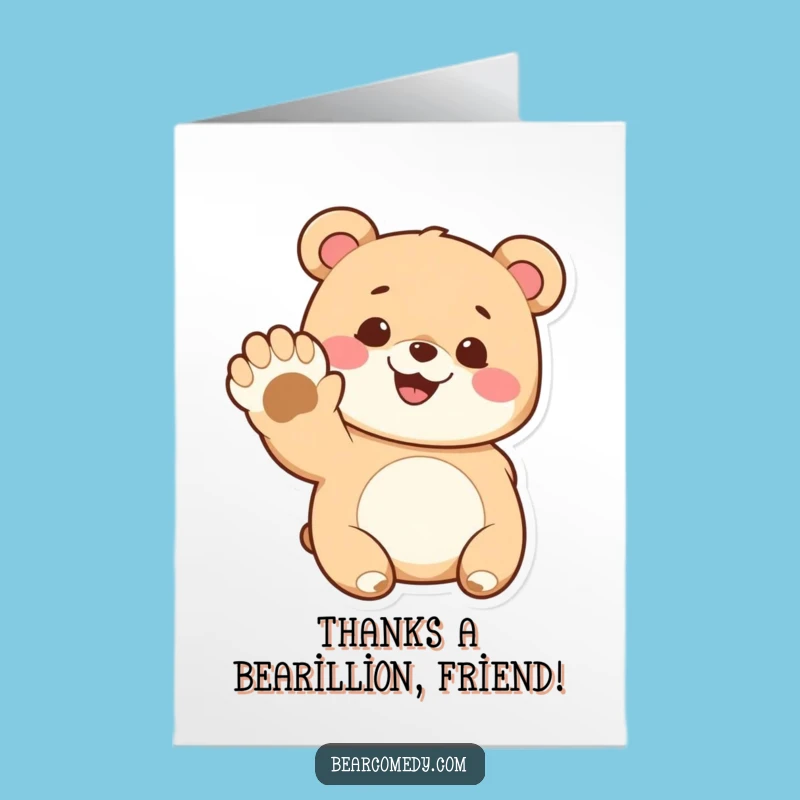 Free Printable Thank You Bear Card: Grinning Paw Wave for Gratitude