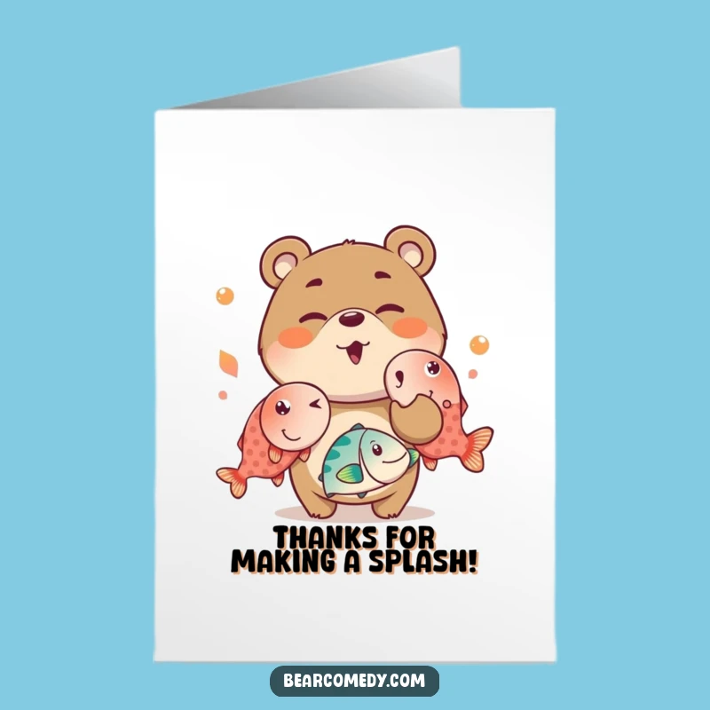 Free Printable Thank You Card: Bear's Fishy Thanks, Funny Downloadable Gift