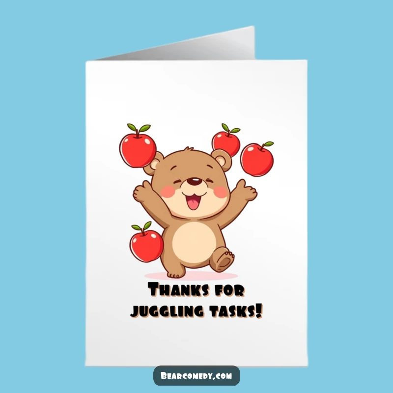 Free Printable Thank You Card: Gratitude Juggler Bear, Downloadable Gift