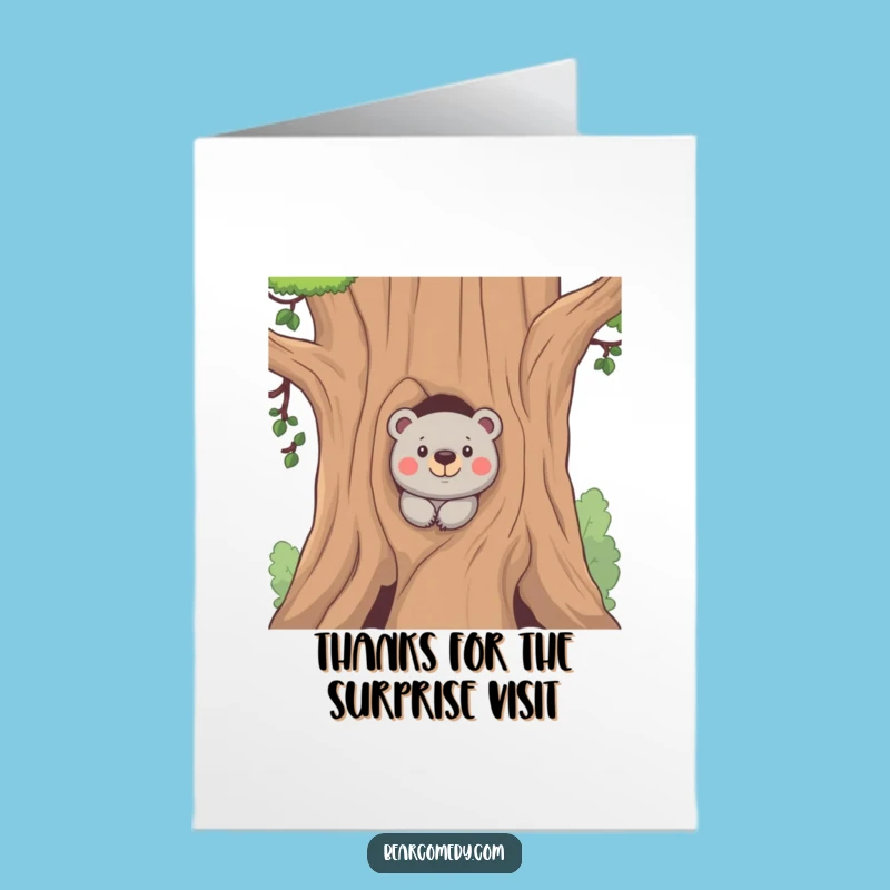 Free Printable Thank You Card: Mischievous Bear's Grin, Download and Print at Home