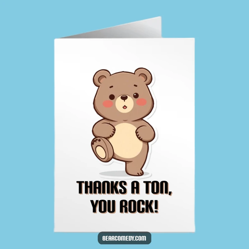 Free Printable Thank You Card: Stomping Bear Shows Gratitude Downloadable Gift