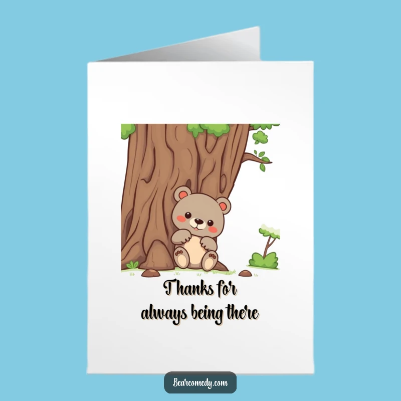 Free Printable Thank You Card: Peeking Bear Thanks Downloadable Gift