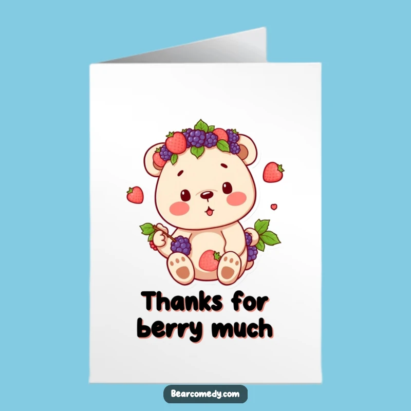 Free Printable Thank You Card: Berry Crown Bear, Funny Thanks, DIY Gift