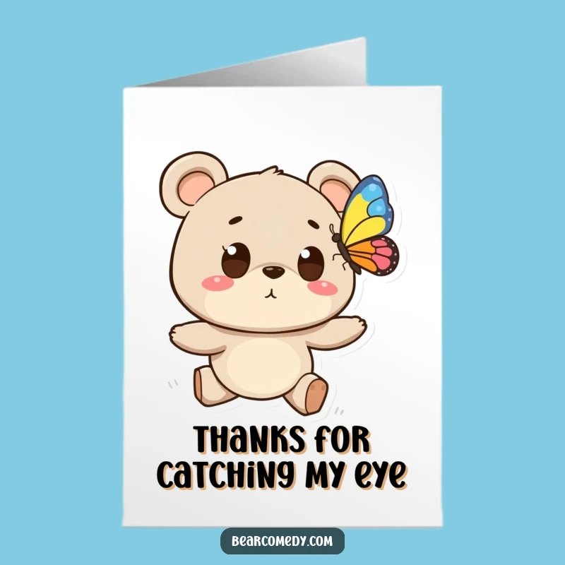 Free Printable Thank You Card: Butterfly Chase Bear's Gratitude, Download and Print at Home
