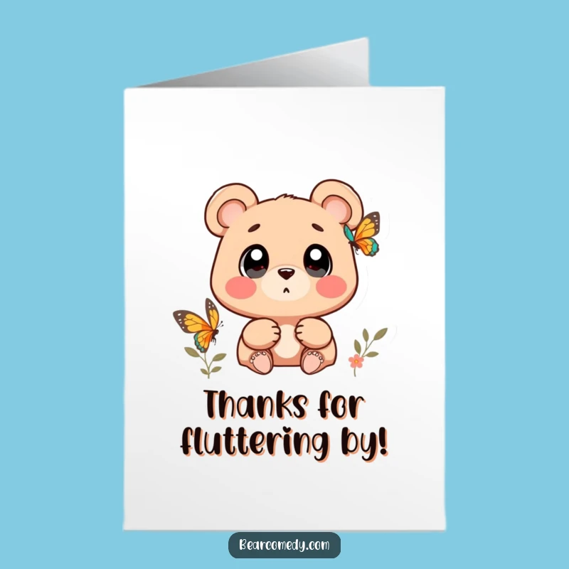 Free Printable Thank You Card: Wondering Bear Thanks You Downloadable Gift