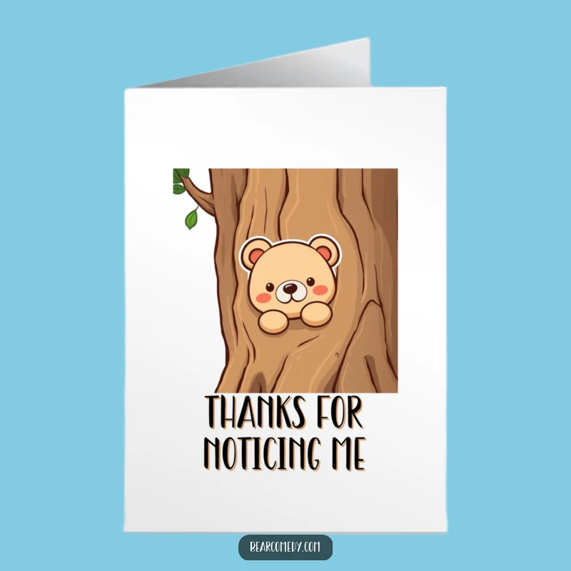 Free Printable Thank You Card: Curious Bear Peeking, Funny Gratitude, DIY Gift