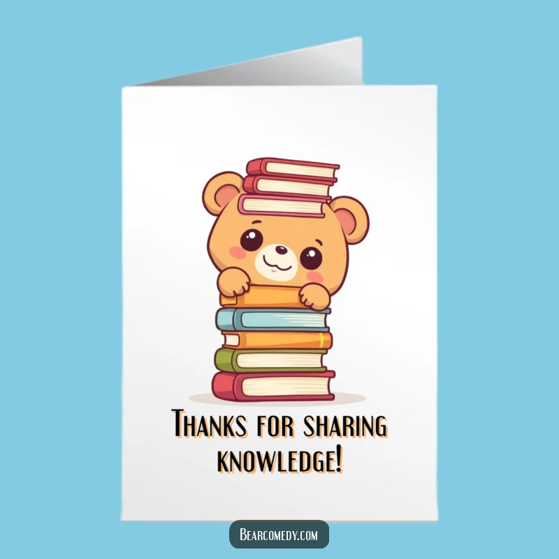Free Printable Thank You Card: Bookworm Bear's Thanks, Downloadable Gift
