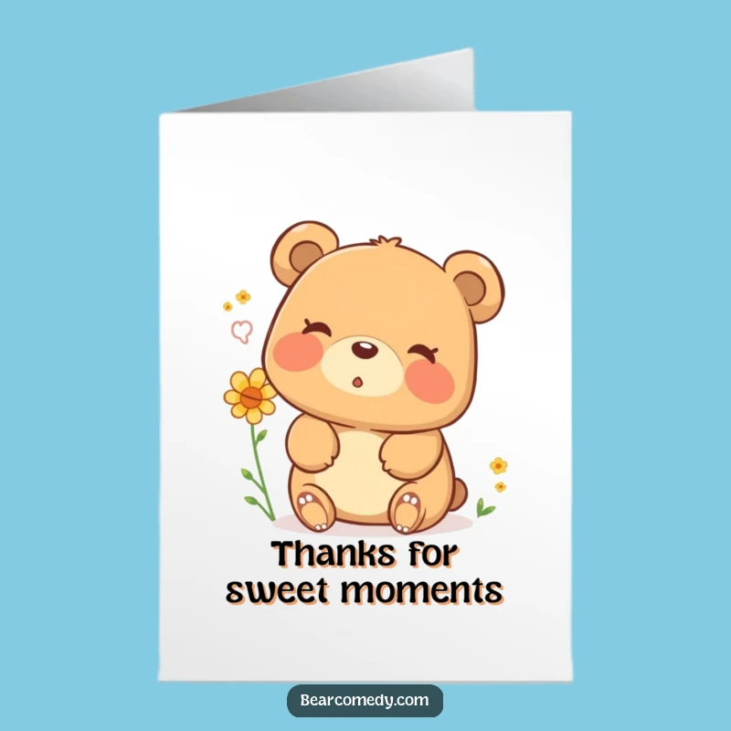 Free Printable Thank You Card: Happy Bear Pollen Puff, Gentle Sigh, DIY Gift