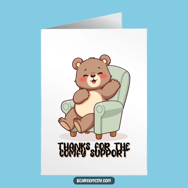Free Printable Thank You Card: Bear Pose, Tiny Chair Gratitude Downloadable