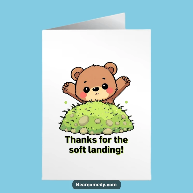 Free Printable Thank You Card: Bear Moss Jump Humor Downloadable Instant Gift