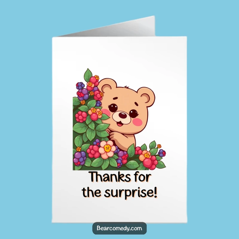 Free Printable Bear Thank You Card: Funny Berry Peek Downloadable Gift