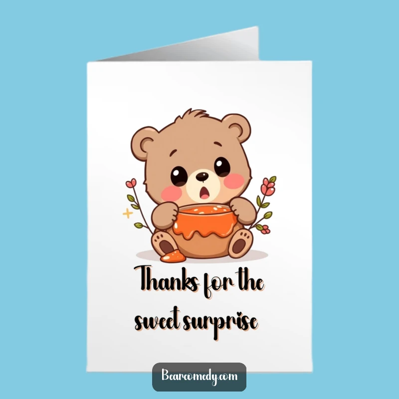 Free Printable Thank You Card: Surprised Bear Jam Funny Downloadable Gift