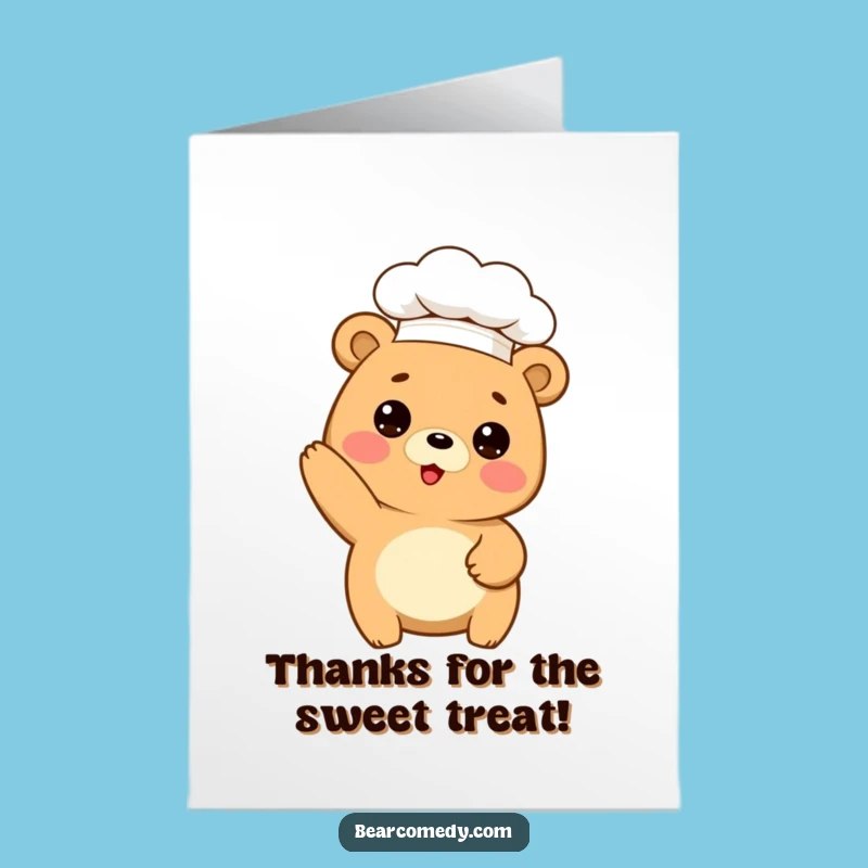 Free Printable Chef Bear Thank You Card: Funny Downloadable Baker Appreciation