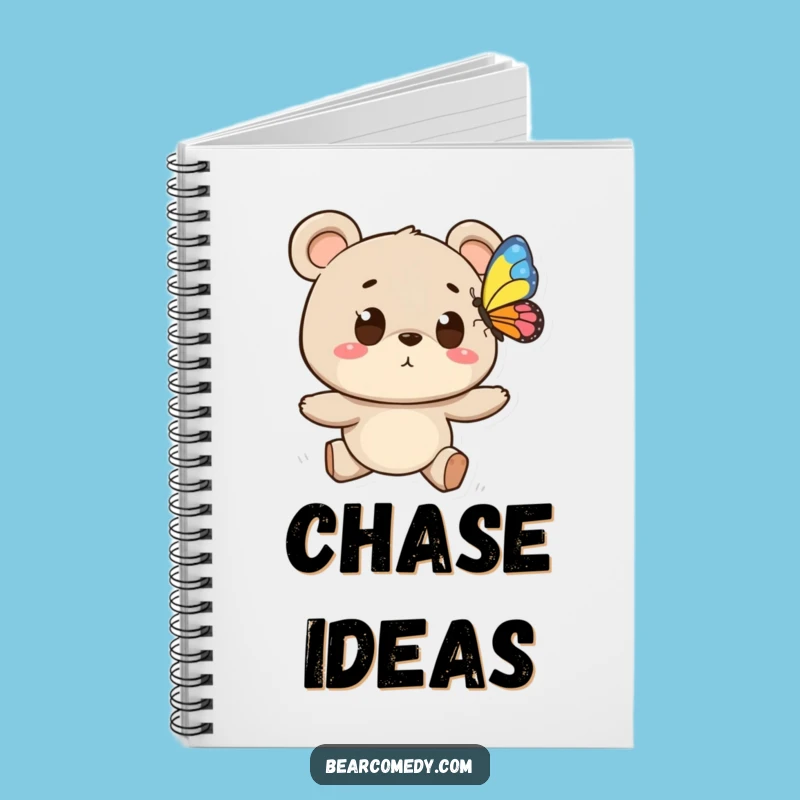 Funny Bear Butterfly Chase Notebook - Jot Down Ideas with Whimsical Flair!