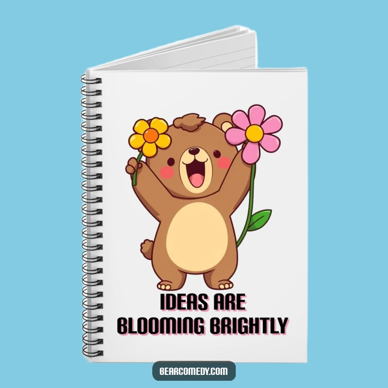 Funny Bear Notebook - Proud Roar Pages, Flower Journal