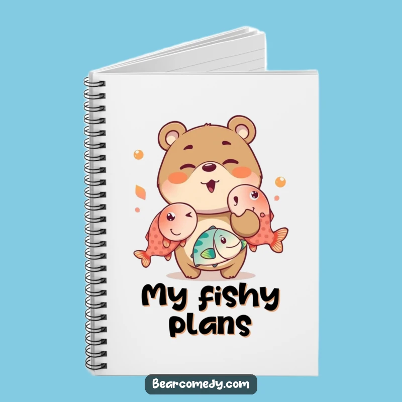 Funny Juggling Bear Notebook: Mischievous Bear, Fish Journal, Gift