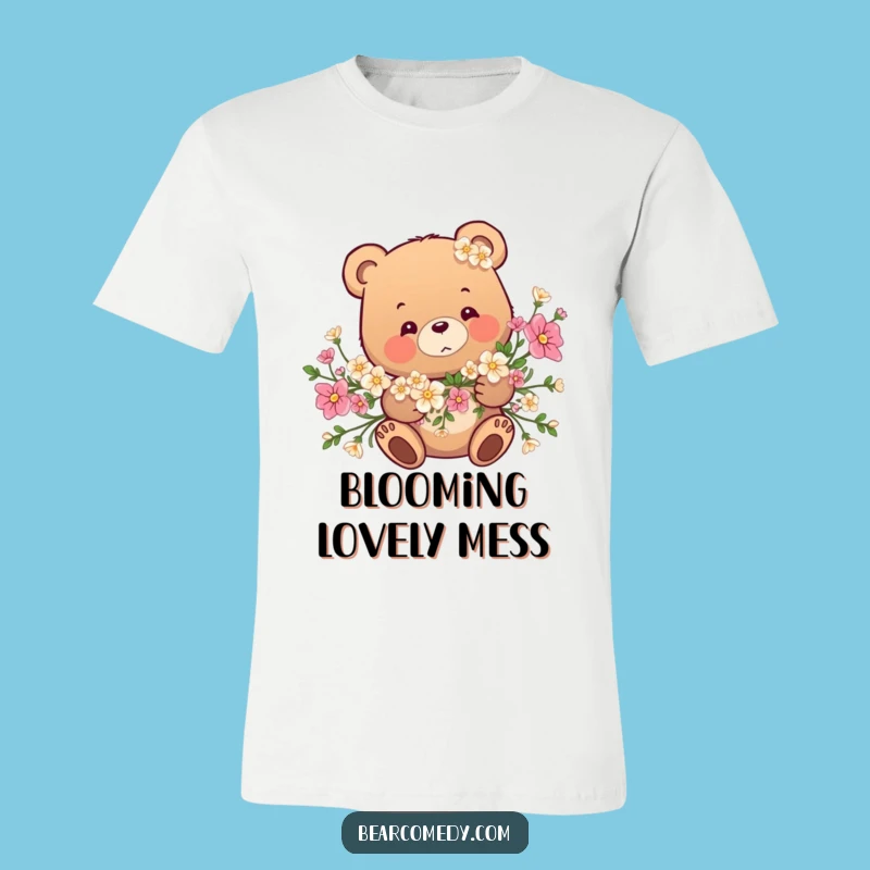 Funny Bear Flower Garland T-Shirt: Playful Bear in Blooms, Amazingly Funny Gift!
