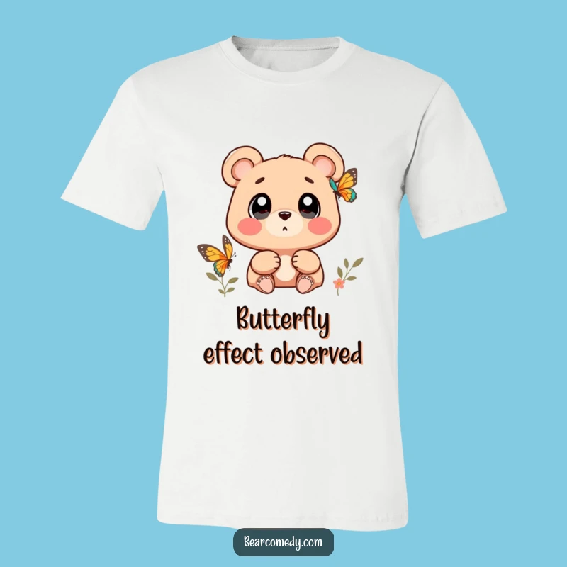 Funny Wondering Bear Butterfly T-Shirt: Wear Your Curiosity with Charm