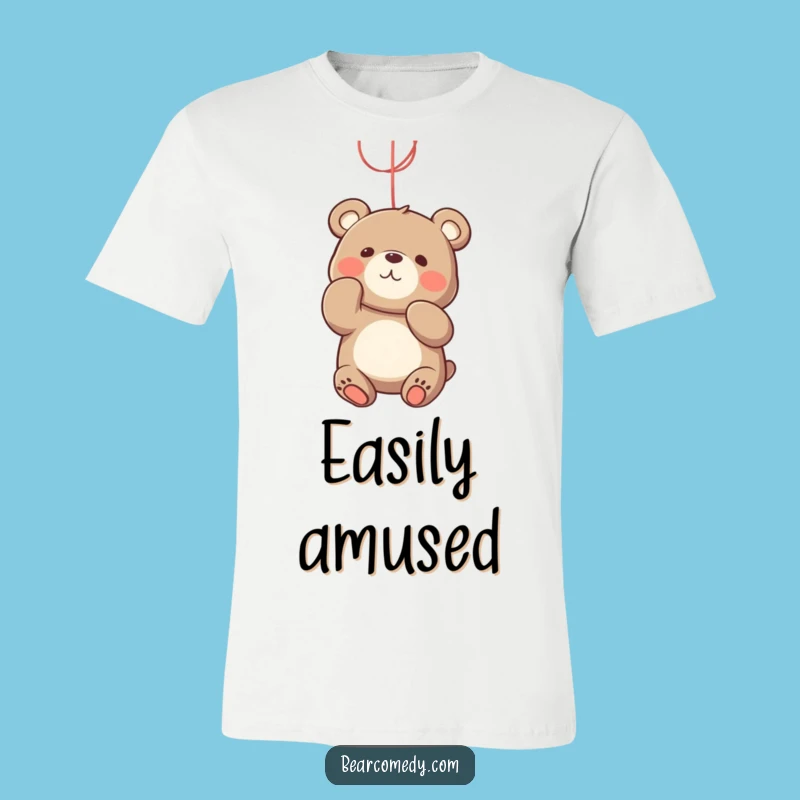 Funny Bear String Batting T-Shirt - Comical Playtime Bear Tee