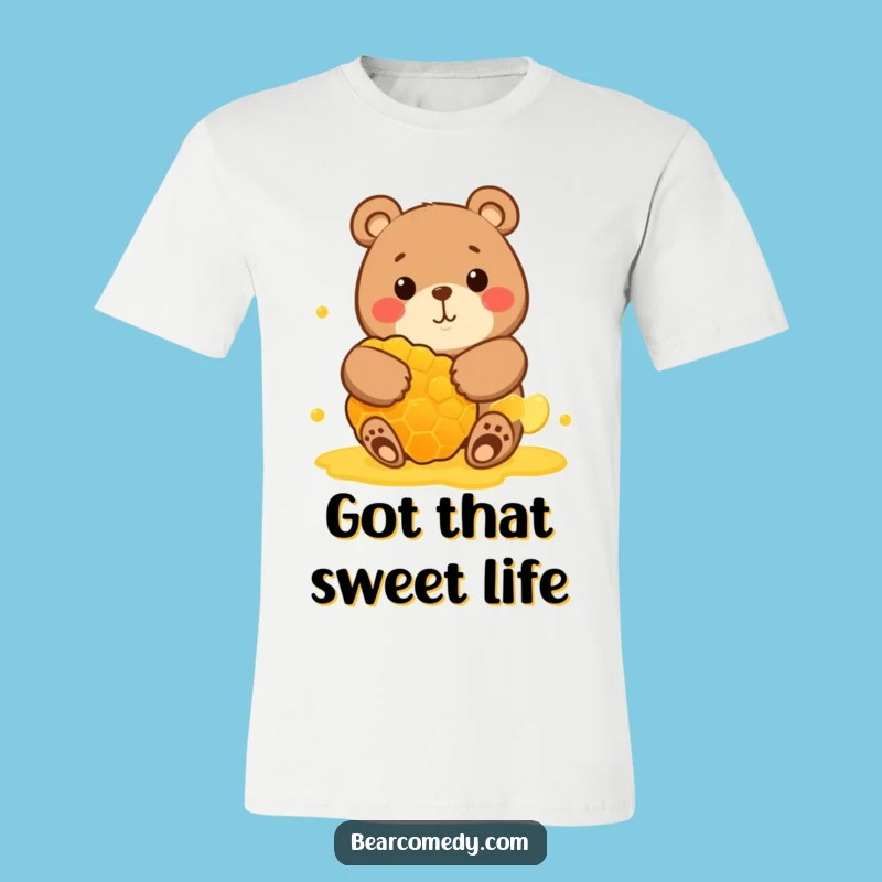 Funny Bear Hugging Honeycomb T-Shirt: Wear Your Love for Sweetness with This Funny Tee