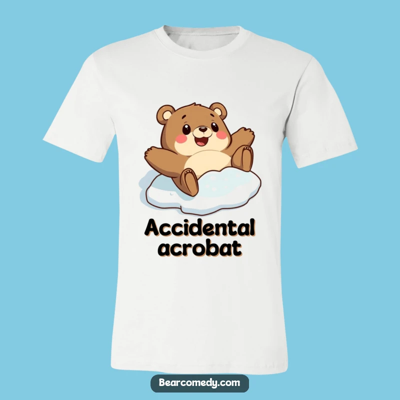 Funny Bear Sliding T-Shirt: Comical Surprise Cartoon Shirt for Winter Style