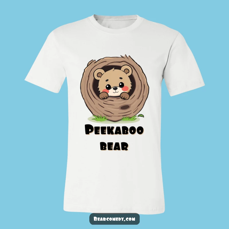 Funny Curious Bear Peeking T-Shirt - Gentle Nature Humor Gift