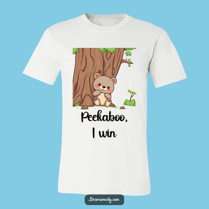 Hide and Seek Fun: Funny Bear Peeking T-Shirt for Smiles