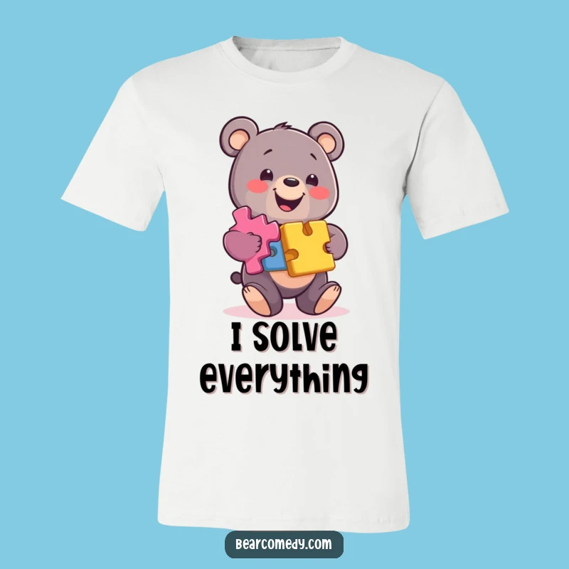 Assemble Some Fun: Funny Bear Balancing Puzzle Pieces T-Shirt