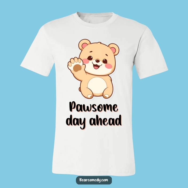 Funny Bear T-Shirt: Adorable Character Waving Paw, Hilarious Gift for Any Occasion